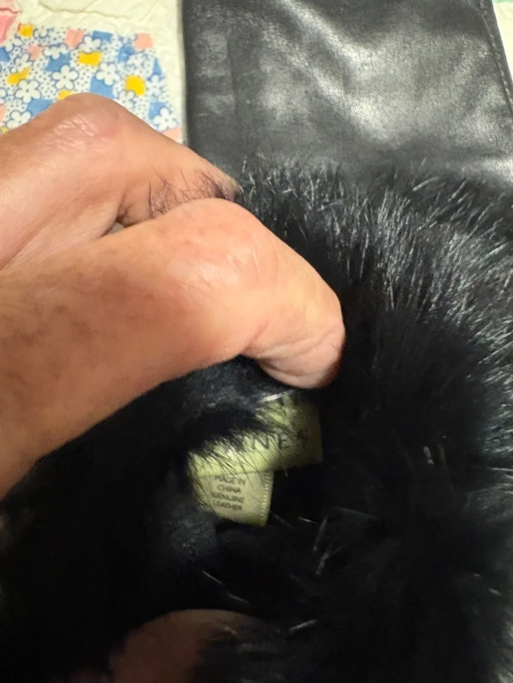 Black Leather fur trim Gloves